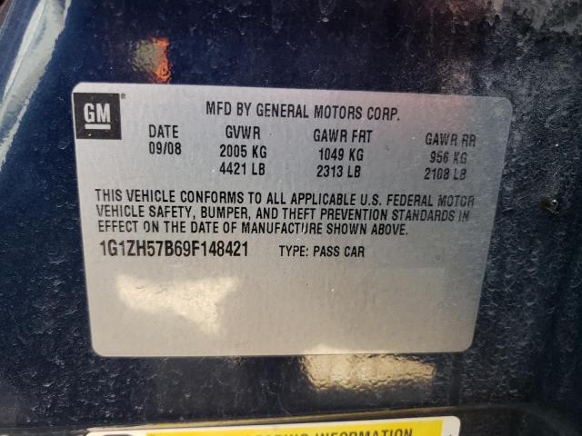 1G1ZH57B69F148421 - 2009 CHEVROLET MALIBU 1LT ლურჯი ფოტო 12