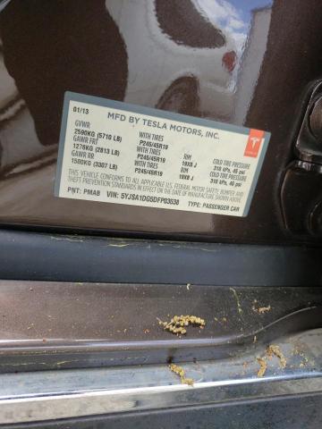 5YJSA1DG5DFP03538 - 2013 TESLA MODEL S ყავისფერი ფოტო 12