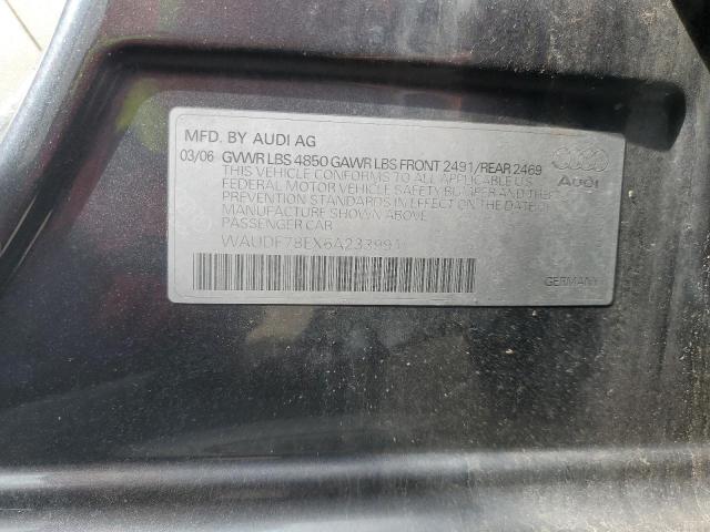 WAUDF78EX6A233991 - 2006 AUDI A4 2.0T QUATTRO GRAY photo 12