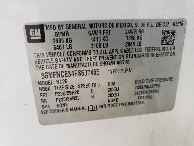 3GYFNCE34FS607465 - 2015 CADILLAC SRX PERFORMANCE COLLECTION WHITE photo 13