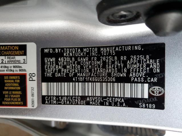 4T1BF1FK6GU535306 - 2016 TOYOTA CAMRY LE SILVER photo 13