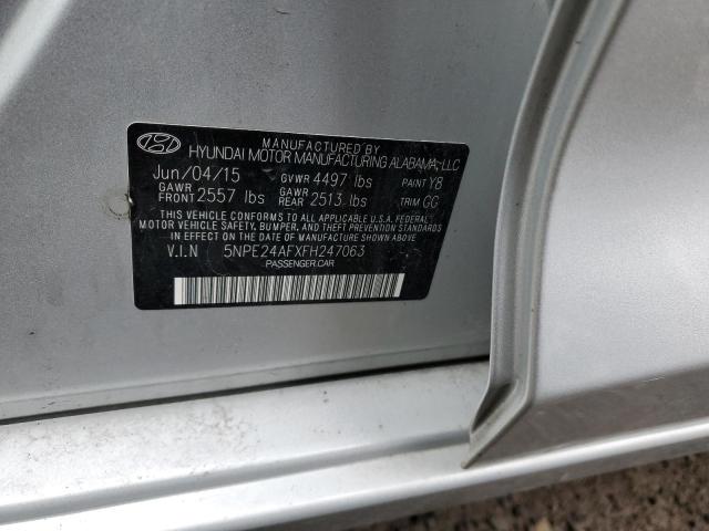 5NPE24AFXFH247063 - 2015 HYUNDAI SONATA SE SILVER photo 12