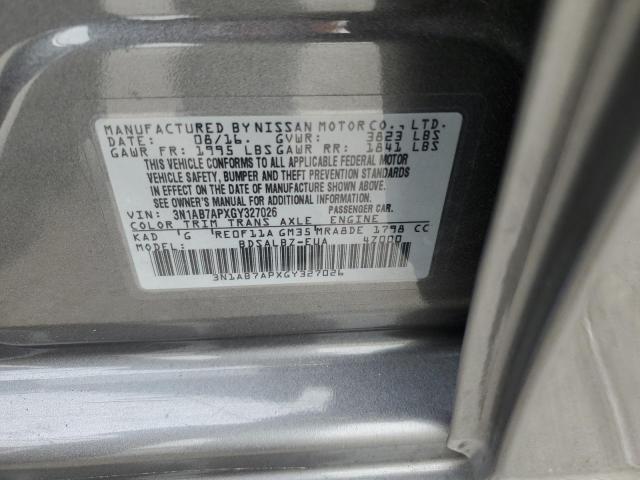 3N1AB7APXGY327026 - 2016 NISSAN SENTRA S GRAY photo 12