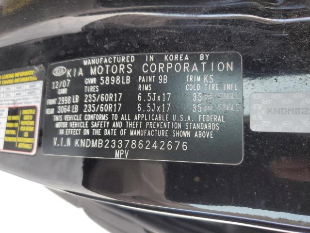 KNDMB233786242676 - 2008 KIA SEDONA EX BLACK photo 13