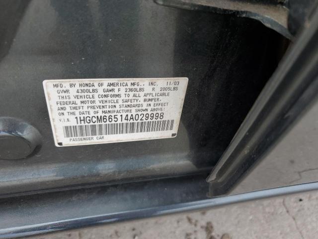 1HGCM66514A029998 - 2004 HONDA ACCORD EX CHARCOAL photo 12