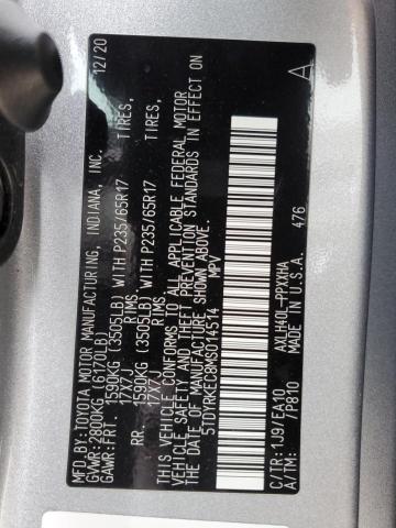 5TDYRKEC8MS014514 - 2021 TOYOTA SIENNA XLE SILVER photo 14