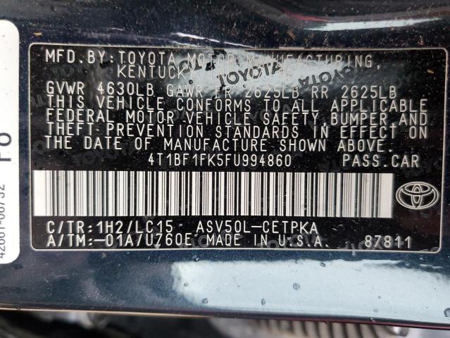4T1BF1FK5FU994860 - 2015 TOYOTA CAMRY LE CHARCOAL photo 13