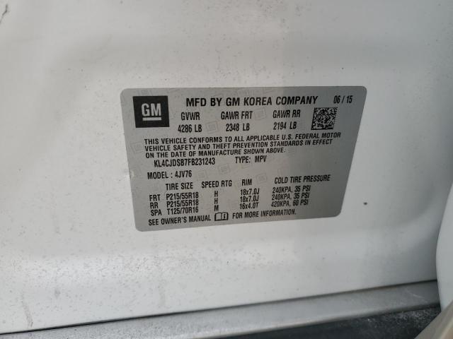 KL4CJDSB7FB231243 - 2015 BUICK ENCORE PREMIUM WHITE photo 12