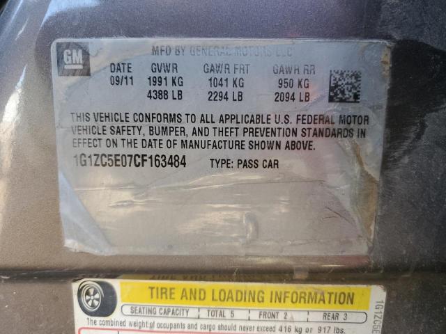 1G1ZC5E07CF163484 - 2012 CHEVROLET MALIBU 1LT 灰色 照片 12