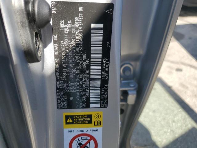 5TDBK3EH4DS206136 - 2013 TOYOTA HIGHLANDER BASE Argent photo 13