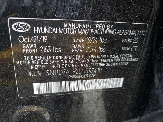 5NPD74LF2LH557410 - 2020 HYUNDAI ELANTRA SE BLACK photo 12