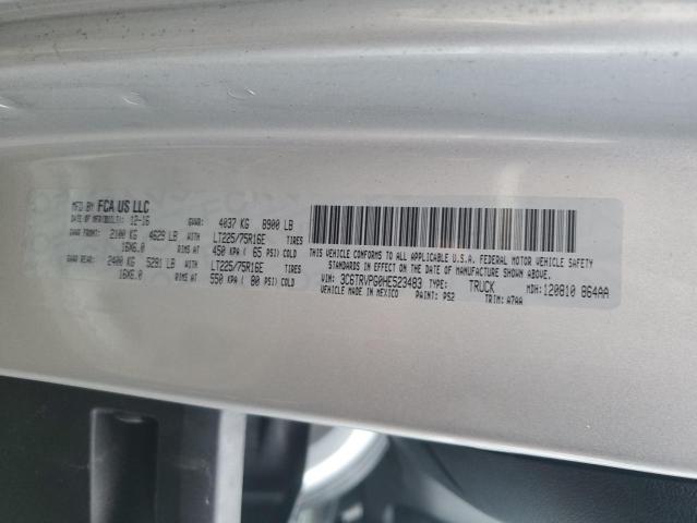 3C6TRVPG0HE523483 - 2017 RAM PROMASTER 2500 HIGH SILVER photo 13