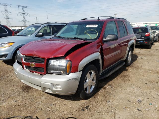 1GNDT13S482243507 - 2008 CHEVROLET TRAILBLAZE LS RED photo 2