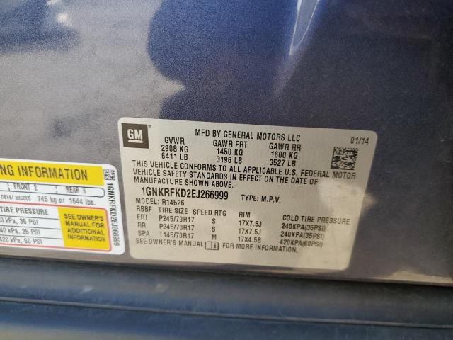 1GNKRFKD2EJ266999 - 2014 CHEVROLET TRAVERSE LS GRAY photo 13