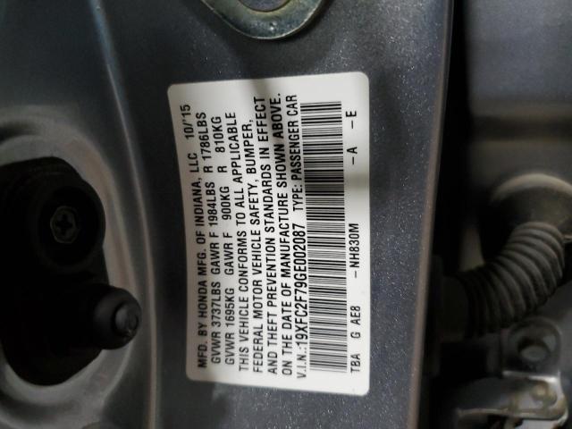 19XFC2F79GE002087 - 2016 HONDA CIVIC EX GRAY photo 12