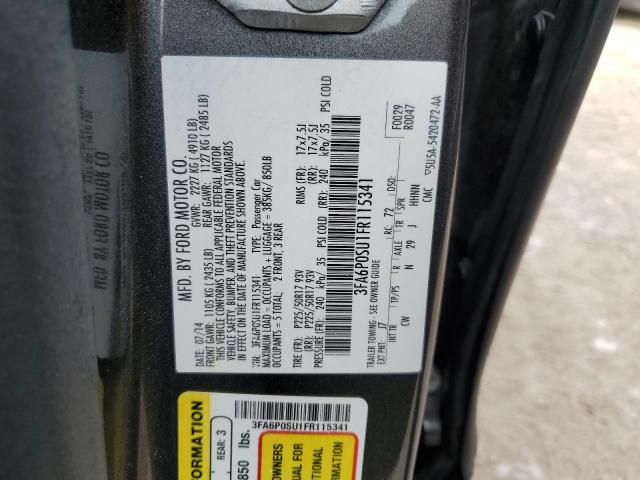 3FA6P0SU1FR115341 - 2015 FORD FUSION TITANIUM PHEV GRAY photo 12