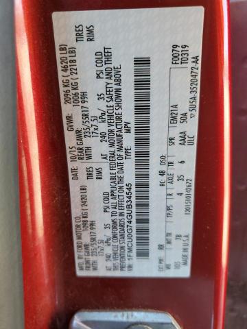 1FMCU0G74GUB34545 - 2016 FORD ESCAPE SE RED photo 12