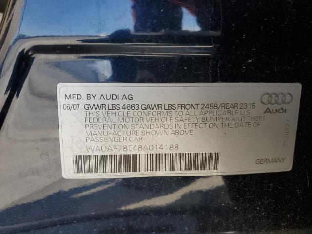 WAUAF78E48A014188 - 2008 AUDI A4 2.0T BLUE photo 12