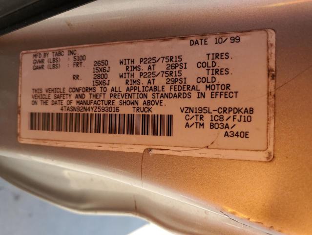 4TASN92N4YZ593016 - 2000 TOYOTA TACOMA XTRACAB PRERUNNER 银色 照片 12
