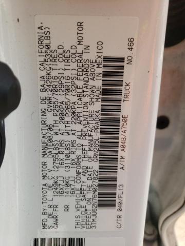 3TMJU62N76M027822 - 2006 TOYOTA TACOMA DOUBLE CAB PRERUNNER WHITE photo 12