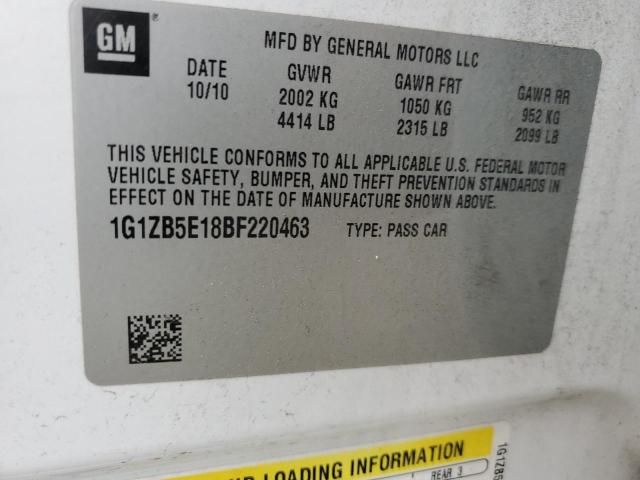 1G1ZB5E18BF220463 - 2011 CHEVROLET MALIBU LS WHITE photo 13