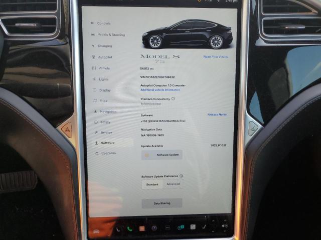 5YJSA1E19GF148432 - 2016 TESLA MODEL S BLACK photo 9