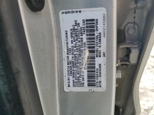 2T1KR32E73C107498 - 2003 TOYOTA COROLLA MA XR SILVER photo 12