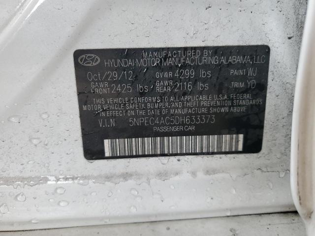 5NPEC4AC5DH633373 - 2013 HYUNDAI SONATA SE WHITE photo 12