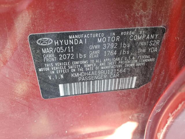 KMHDH4AE9BU121564 - 2011 HYUNDAI ELANTRA GLS RED photo 12