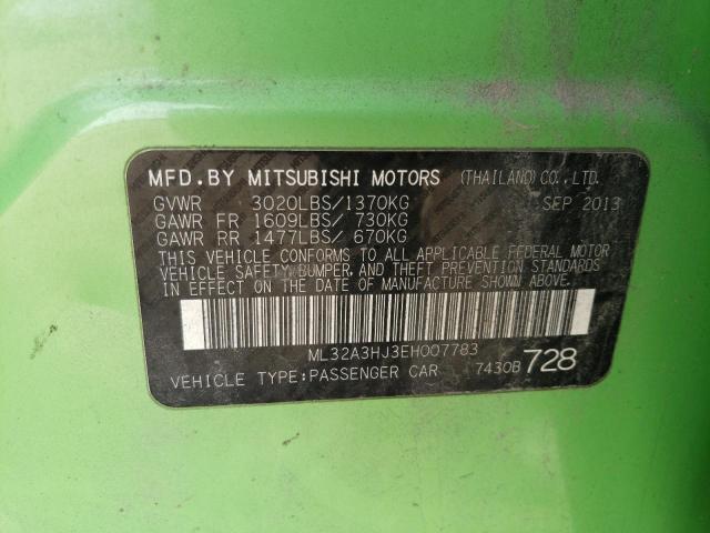 ML32A3HJ3EH007783 - 2014 MITSUBISHI MIRAGE DE GREEN photo 12