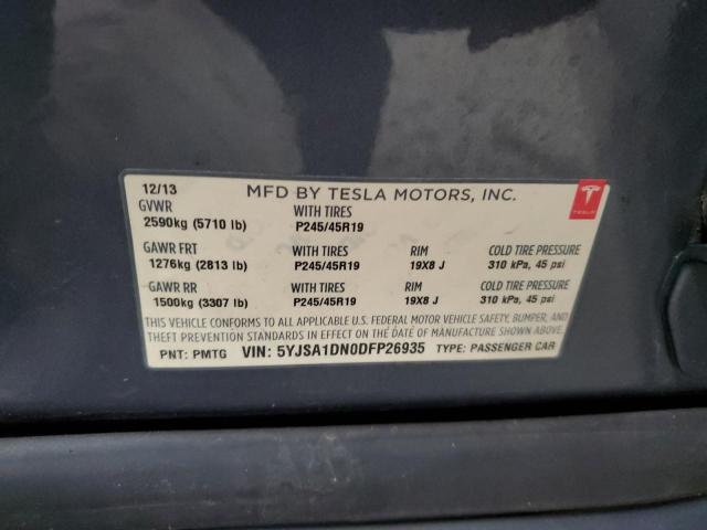 5YJSA1DN0DFP26935 - 2013 TESLA MODEL S 灰色 照片 12