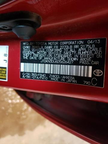 JTDKN3DU6D5626427 - 2013 TOYOTA PRIUS RED photo 12