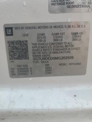 3GTU9DED0MG202509 - 2021 GMC SIERRA K1500 SLT WHITE photo 13