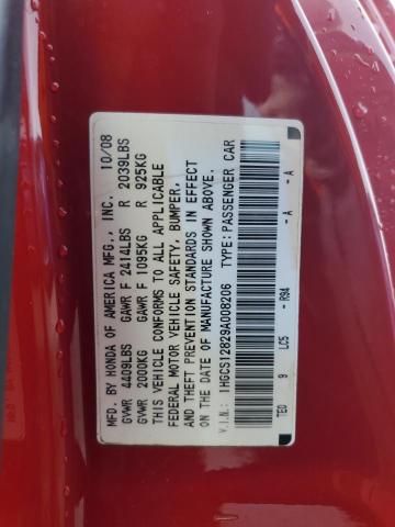 1HGCS12829A008206 - 2009 HONDA ACCORD EXL RED photo 12