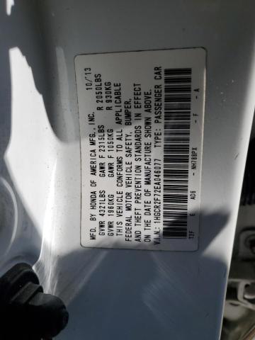 1HGCR2F72EA046077 - 2014 HONDA ACCORD EX WHITE photo 12