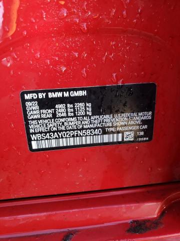 WBS43AY02PFN58340 - 2023 BMW M3 COMPETITION RED photo 13