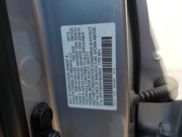 5FNYF8H5XPB036645 - 2023 HONDA PASSPORT EXL SILVER photo 12