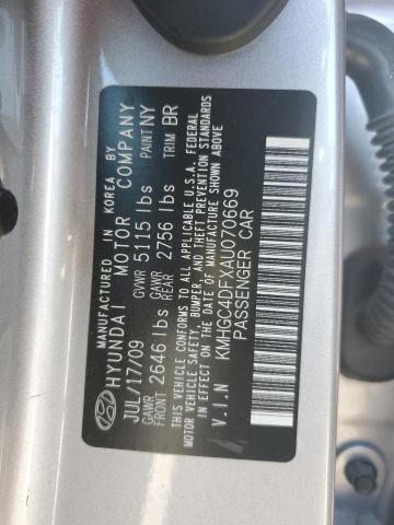 KMHGC4DFXAU070669 - 2010 HYUNDAI GENESIS 4.6L GRAY photo 13