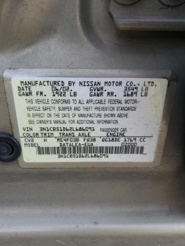 3N1CB51D62L686091 - 2002 NISSAN SENTRA XE GOLD photo 12