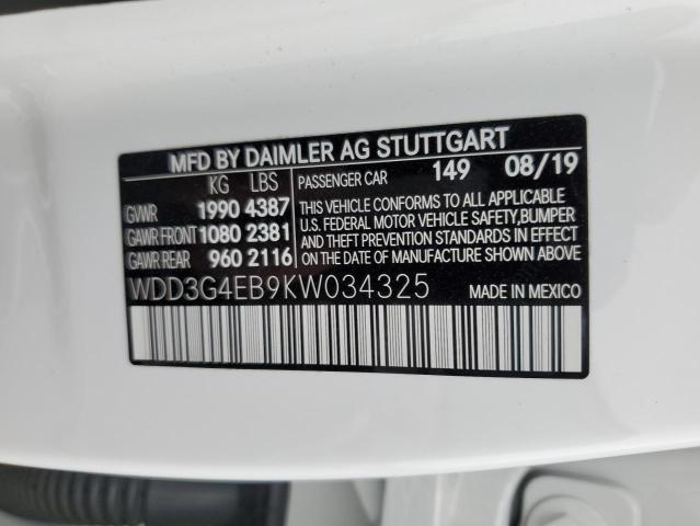 WDD3G4EB9KW034325 - 2019 MERCEDES-BENZ A 220 WHITE photo 13