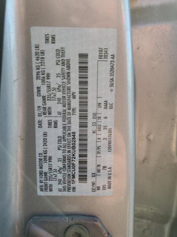 1FMCU0F72KUB02848 - 2019 FORD ESCAPE S SILVER photo 13