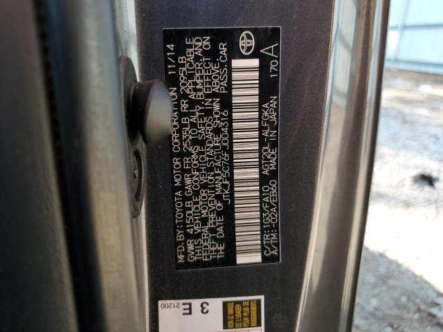 JTKJF5C76FJ004316 - 2015 TOYOTA SCION TC გრაფიტი ფოტო 12