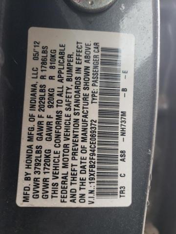 19XFB2F94CE069372 - 2012 HONDA CIVIC EXL Boz foto 13