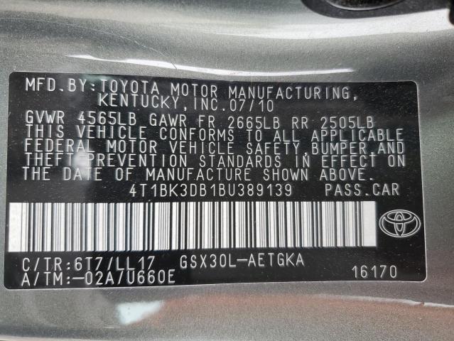 4T1BK3DB1BU389139 - 2011 TOYOTA AVALON BASE 绿色 照片 12