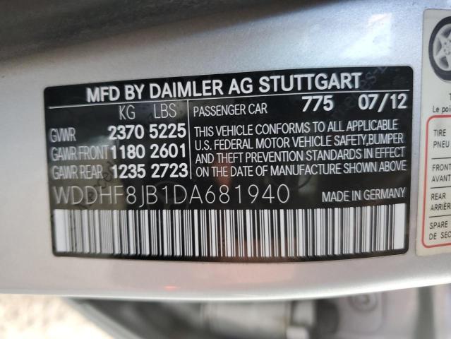 WDDHF8JB1DA681940 - 2013 MERCEDES-BENZ E 350 4MATIC SILVER photo 12