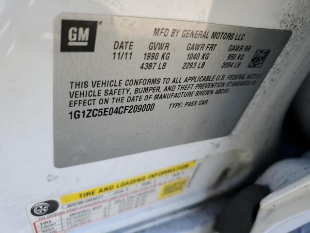 1G1ZC5E04CF209000 - 2012 CHEVROLET MALIBU 1LT WHITE photo 12