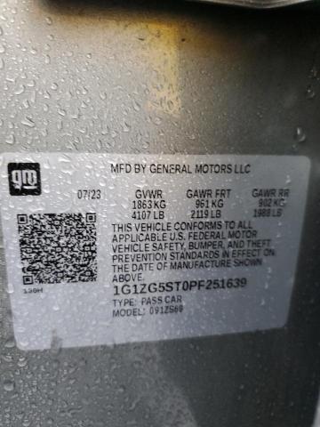 1G1ZG5ST0PF251639 - 2023 CHEVROLET MALIBU RS ვერცხლისფერი ფოტო 12