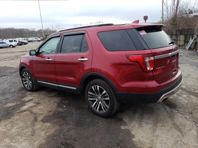 1FM5K8HT2HGB37050 - 2017 FORD EXPLORER PLATINUM RED photo 2