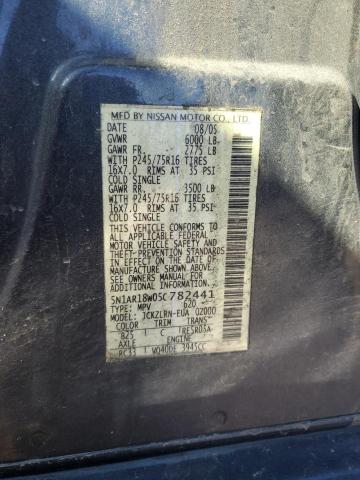 5N1AR18W05C782441 - 2005 NISSAN PATHFINDER LE ლურჯი ფოტო 14