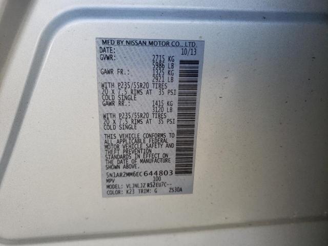 5N1AR2MM6EC644803 - 2014 NISSAN PATHFINDER S SILVER photo 13